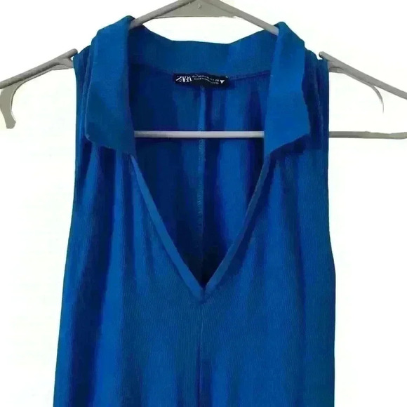 Zara Lapel Collar Rib Dress M - Picture 3 of 10